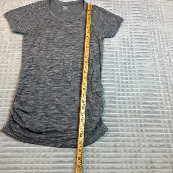 Athleta Speedlight Seamless Tee Gray Heather Womens Small S Short Sleeve Ruched - Picture 4 of 5